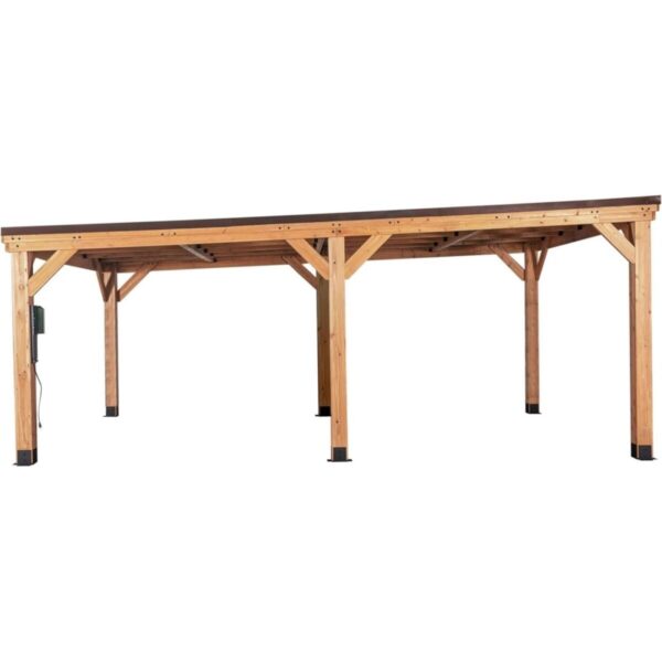 Backyard Discovery Kingsport 20′ x 20′ Cedar Wood Carport with Steel Roof