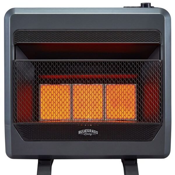 Bluegrass Living Propane Gas Vent Free Infrared Gas Space Heater With Blower and Base Feet – 28,000 BTU, T-Stat Control – Model# B28TPIR-BB